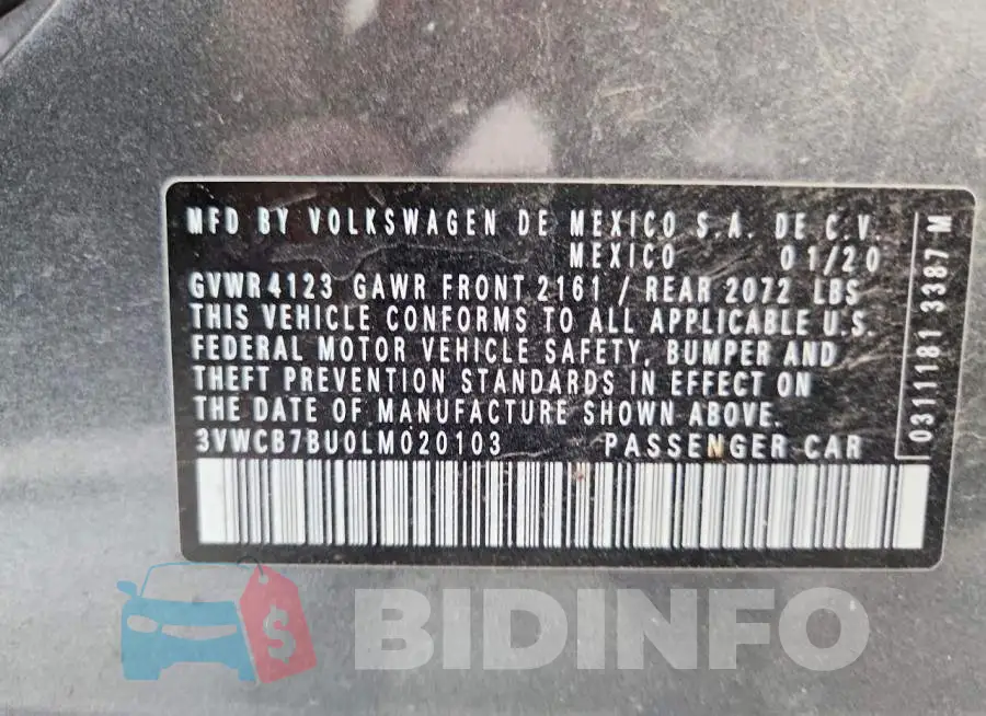3VWCB7BU0LM020103 Photo# 12