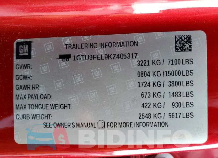 1GTU9FEL9KZ405317 Photo# 13