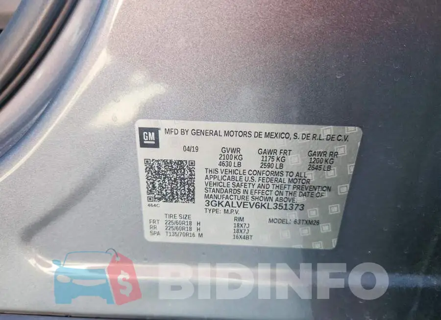 3GKALVEV6KL351373 Photo# 14