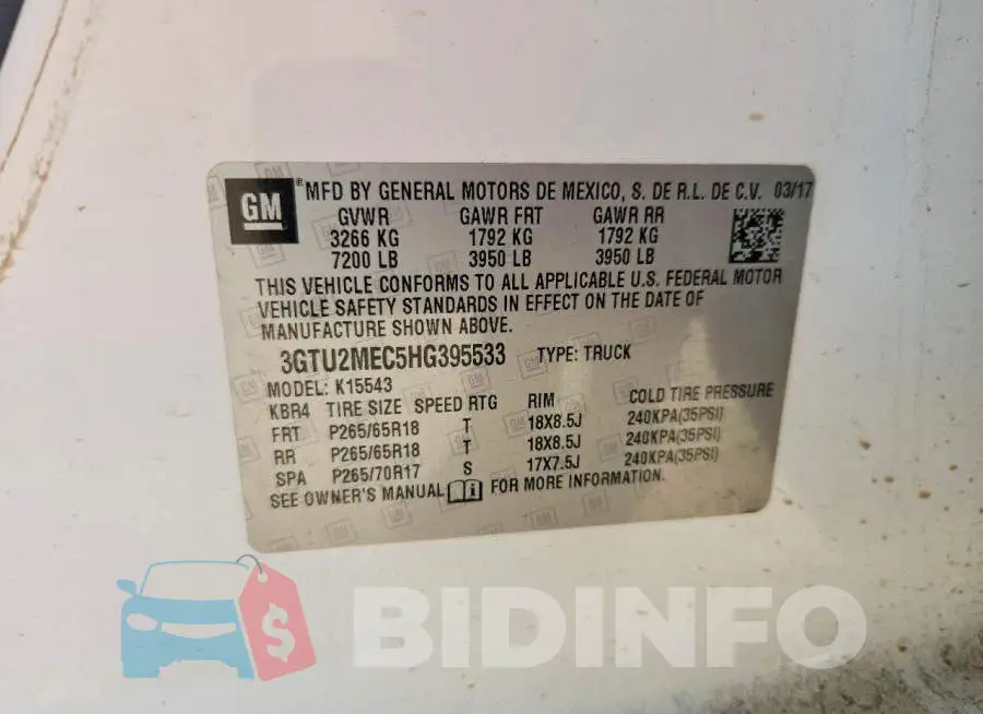 3GTU2MEC5HG395533 Photo# 12