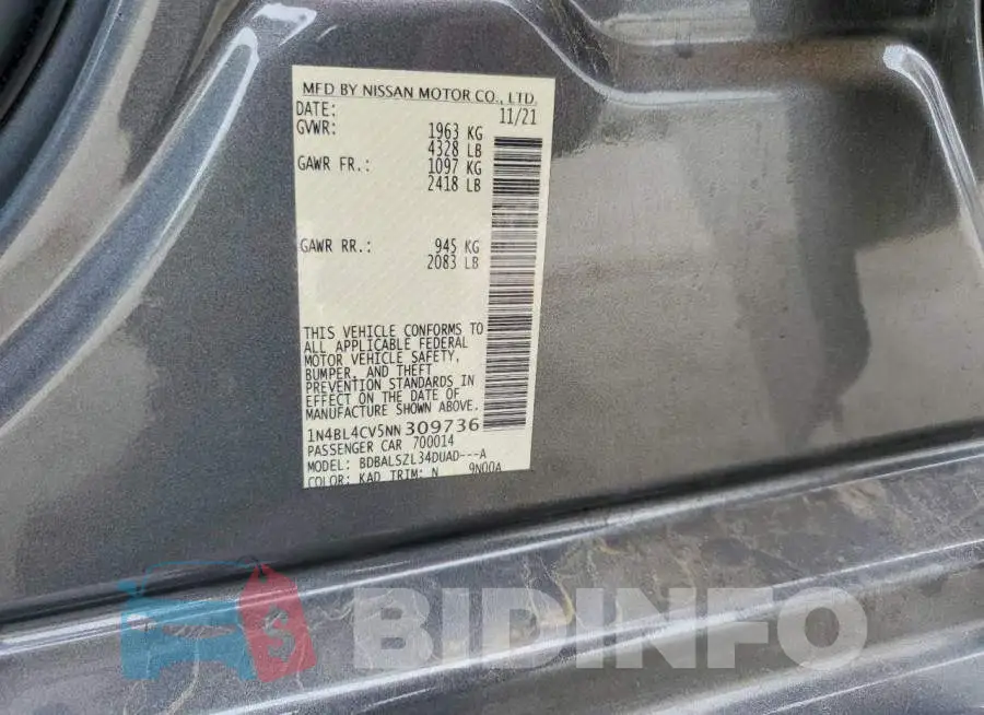 1N4BL4CV5NN309736 Photo# 13