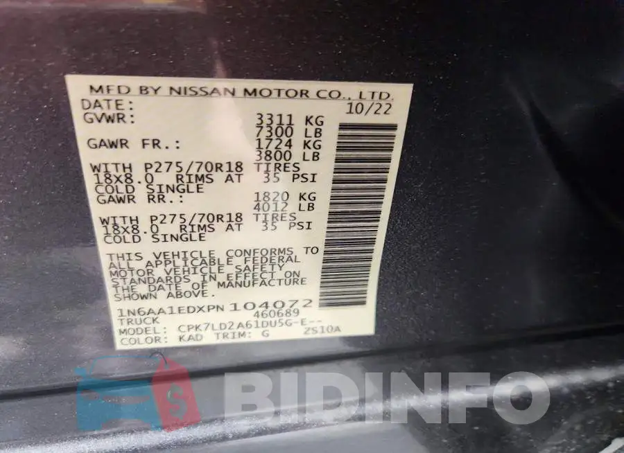 1N6AA1EDXPN104072 Photo# 12