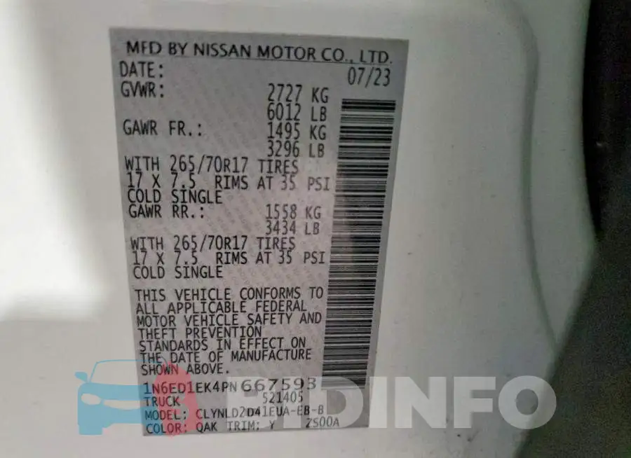 1N6ED1EK4PN667593 Photo# 12