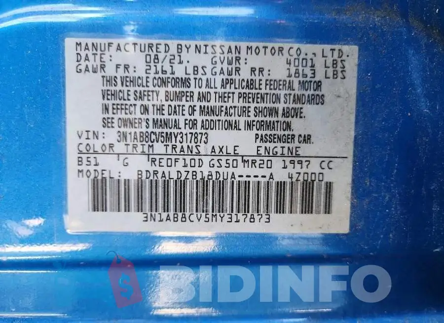3N1AB8CV5MY317873 Photo# 12
