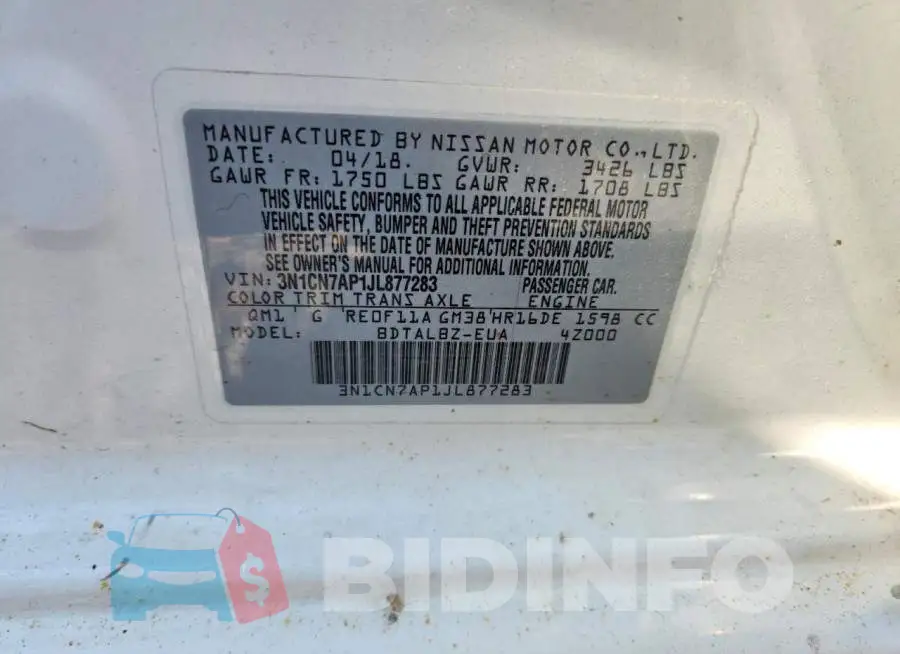 3N1CN7AP1JL877283 Photo# 12