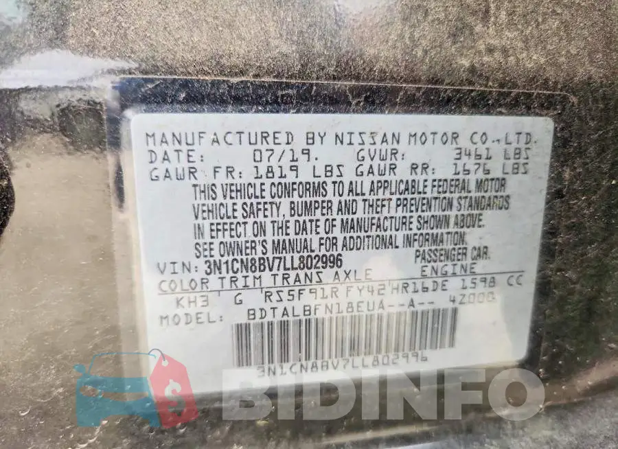 3N1CN8BV7LL802996 Photo# 12
