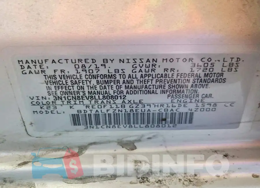 3N1CN8EV8LL808012 Photo# 12