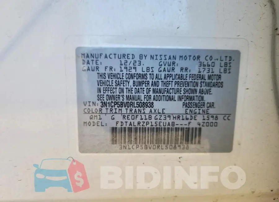 3N1CP5BV0RL508938 Photo# 12