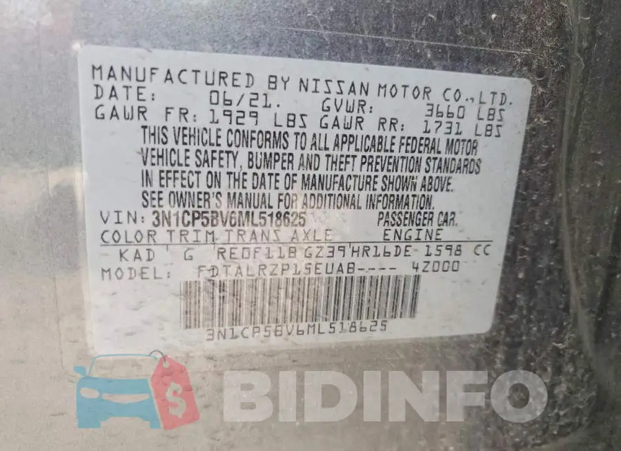 3N1CP5BV6ML518625 Photo# 13