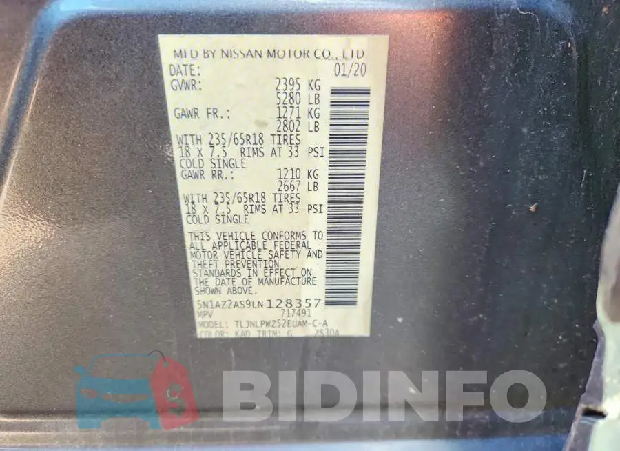 5N1AZ2AS9LN128357 Photo# 13