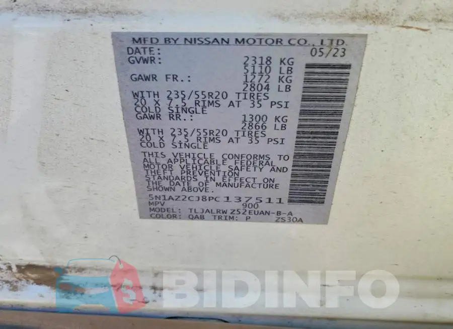 5N1AZ2CJ8PC137511 Photo# 13