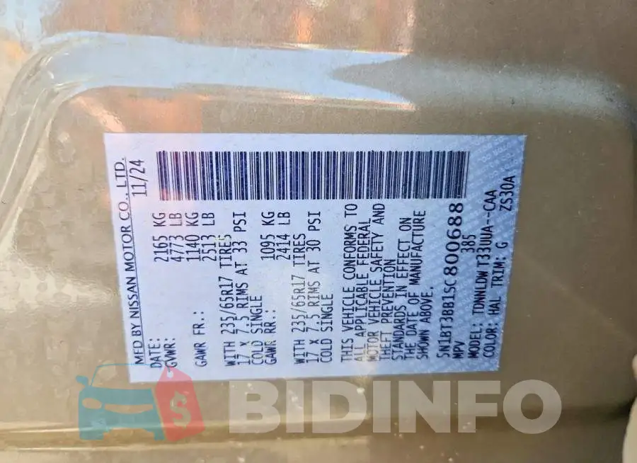 5N1BT3BB1SC800688 Photo# 14