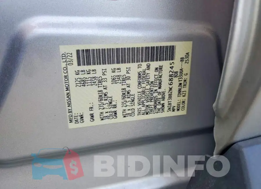 5N1BT3BB2NC688245 Photo# 12