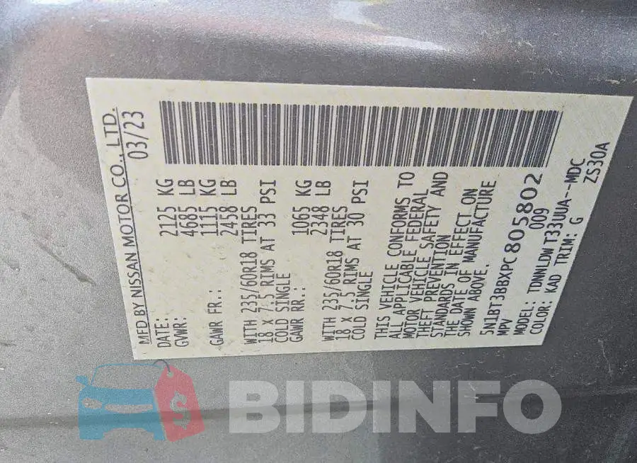 5N1BT3BBXPC805802 Photo# 13