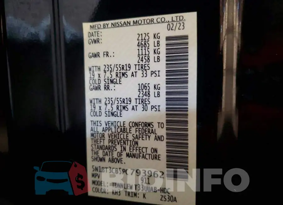 5N1BT3CB5PC793962 Photo# 12