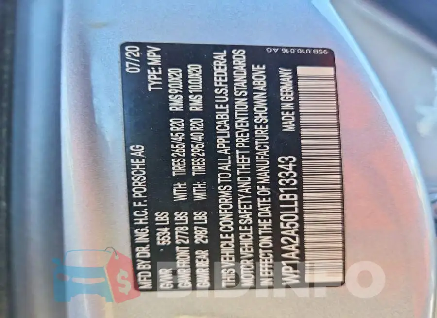 WP1AA2A50LLB13343 Photo# 14