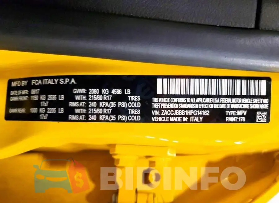 ZACCJBBB1HPG14162 Photo# 13
