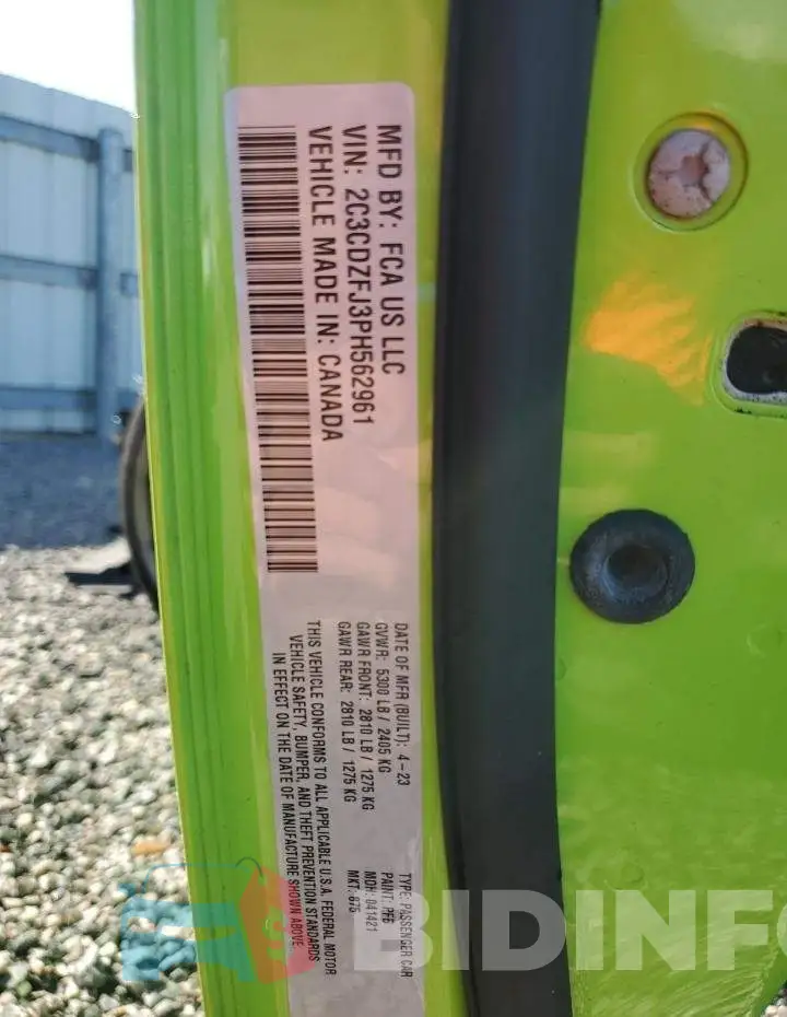2C3CDZFJ3PH562961 Photo# 13