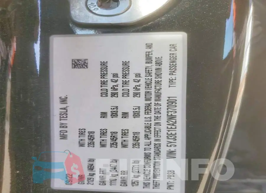 5YJ3E1EA2NF370901 Photo# 12