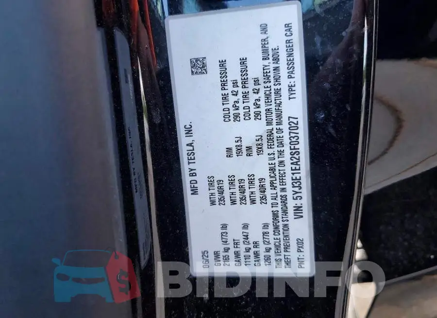 5YJ3E1EA2SF037027 Photo# 12