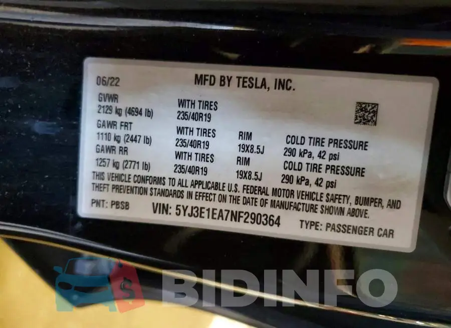 5YJ3E1EA7NF290364 Photo# 12