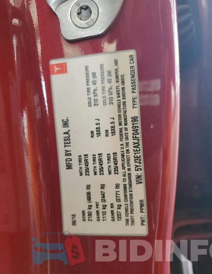 5YJ3E1EAXJF049196 Photo# 12