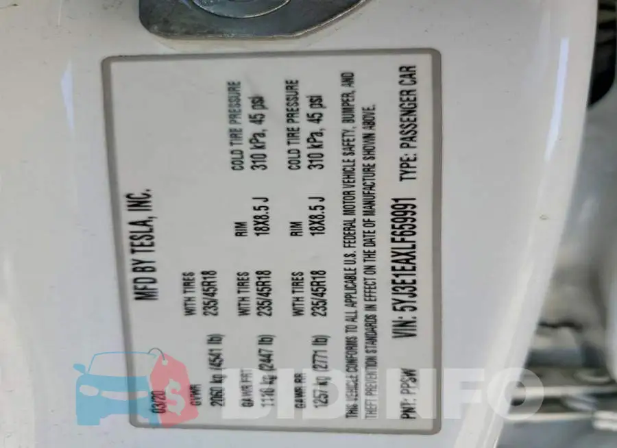 5YJ3E1EAXLF659991 Photo# 12