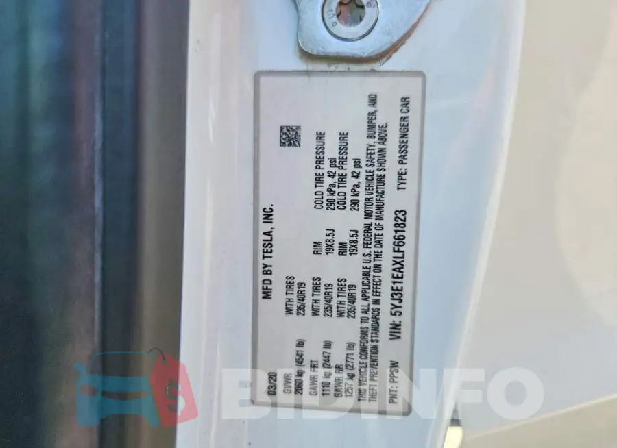 5YJ3E1EAXLF661823 Photo# 13