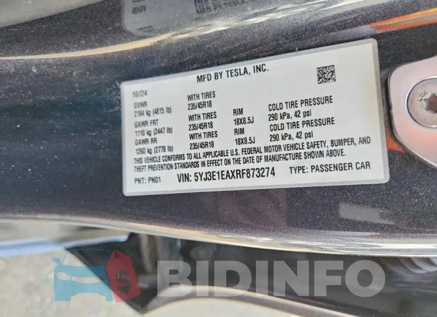 5YJ3E1EAXRF873274 Photo# 12