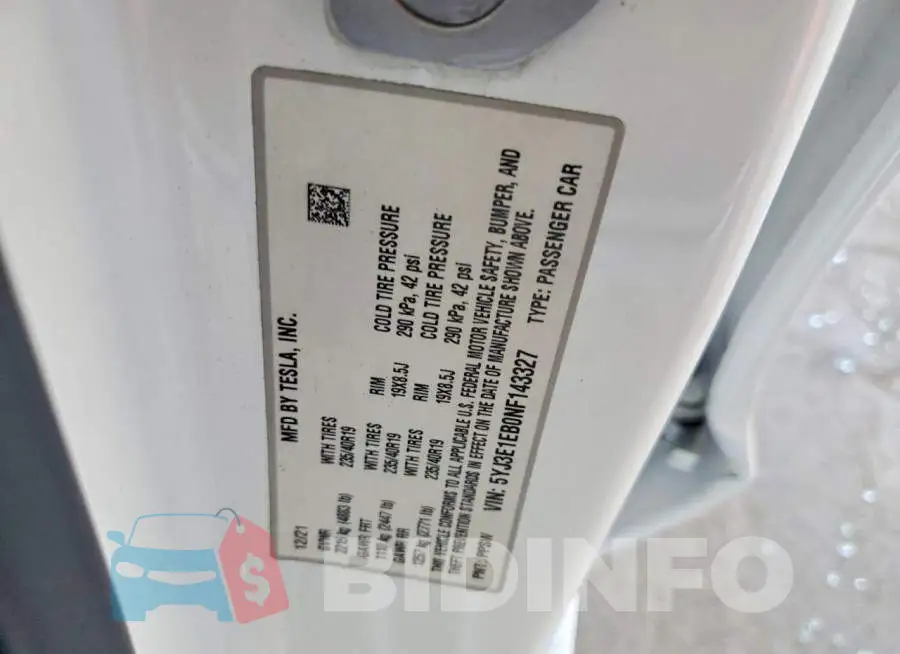 5YJ3E1EB0NF143327 Photo# 12