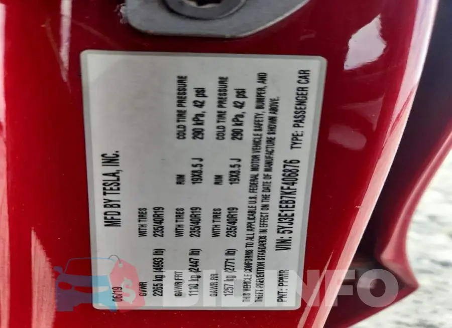 5YJ3E1EB7KF406876 Photo# 12