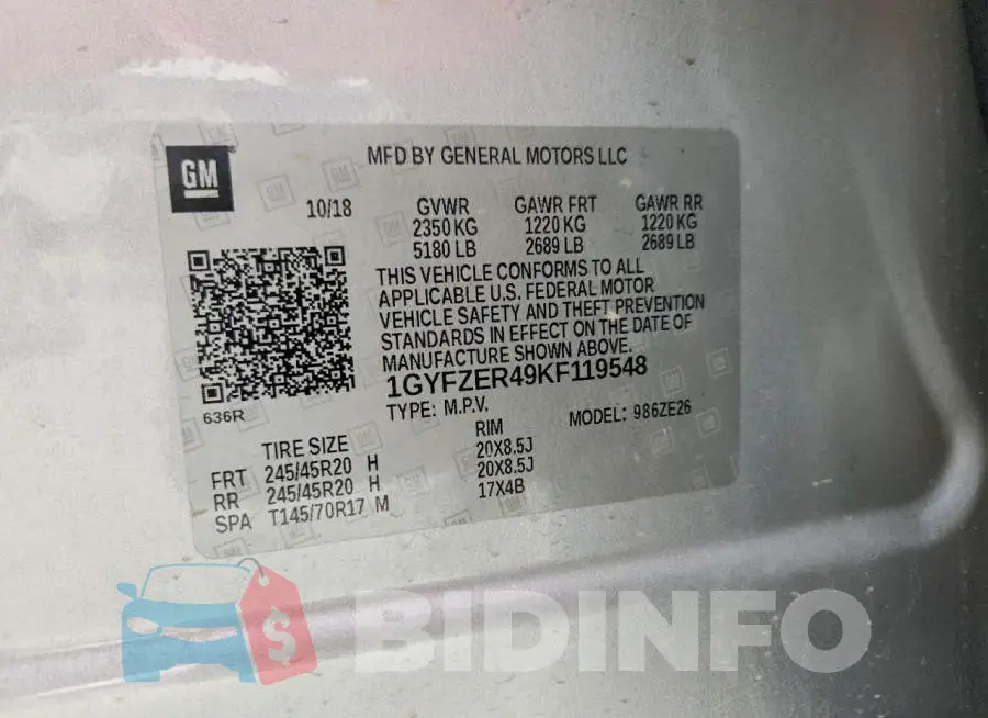 1GYFZER49KF119548 Photo# 14