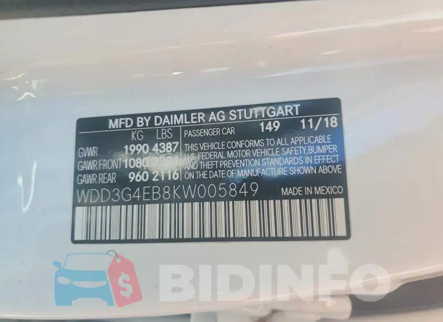 WDD3G4EB8KW005849 Photo# 12