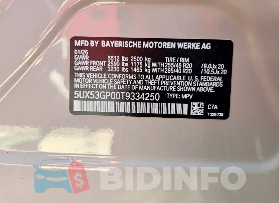 5UX53GP00T9334250 Photo# 13