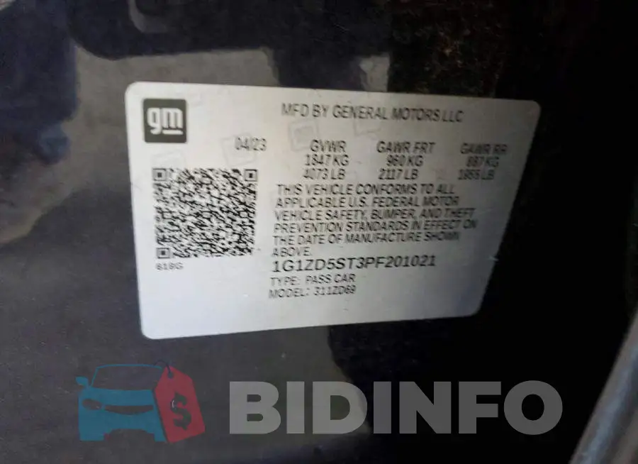 1G1ZD5ST3PF201021 Photo# 13