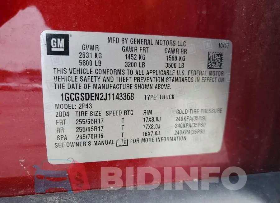 1GCGSDEN2J1143368 Photo# 13