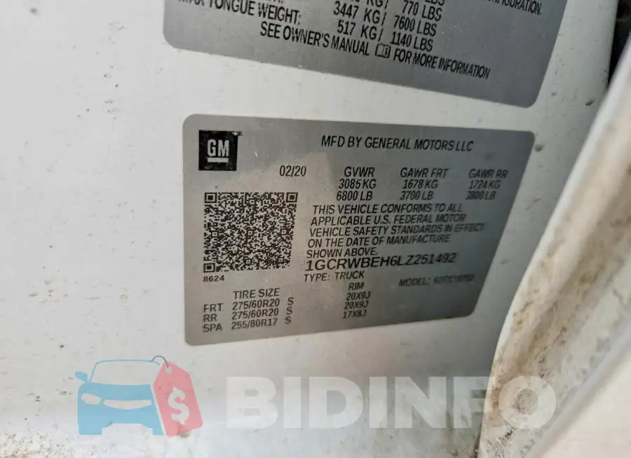 1GCRWBEH6LZ251492 Photo# 12