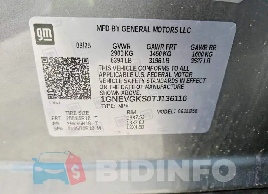 1GNEVGKS0TJ136116 Photo# 13