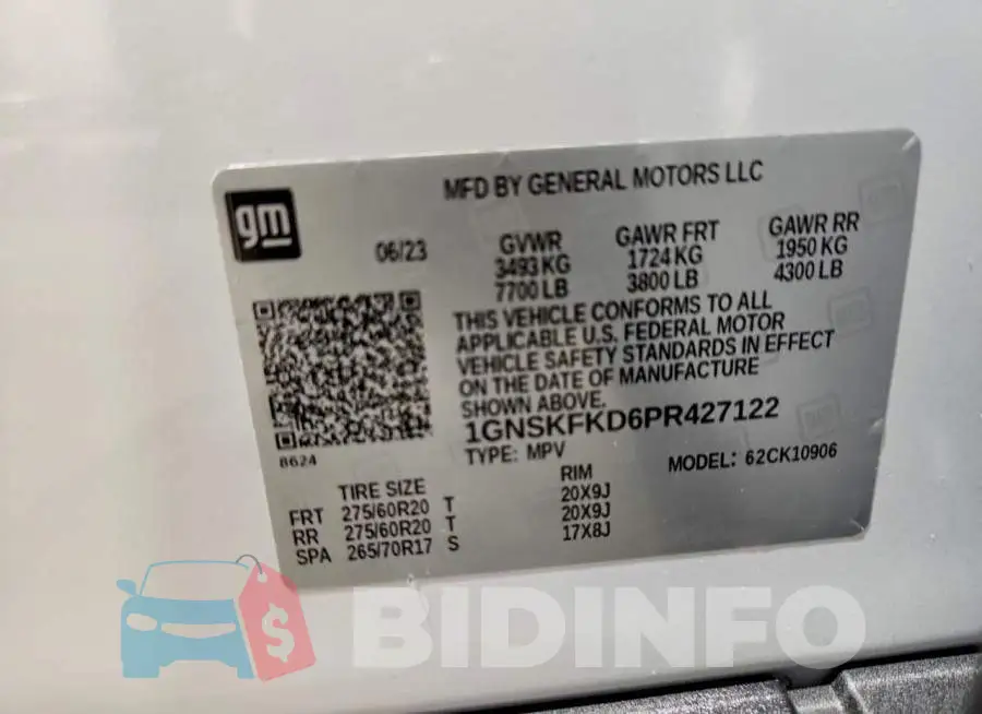 1GNSKFKD6PR427122 Photo# 13