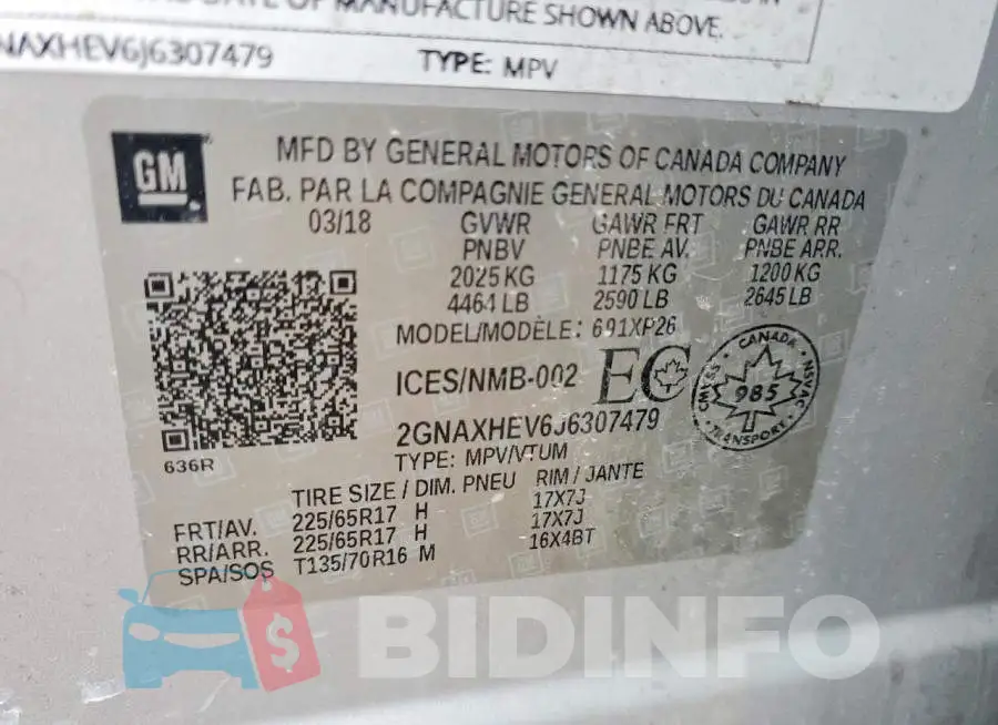 2GNAXHEV6J6307479 Photo# 13