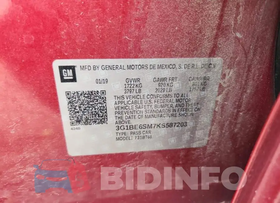 3G1BE6SM7KS587203 Photo# 12