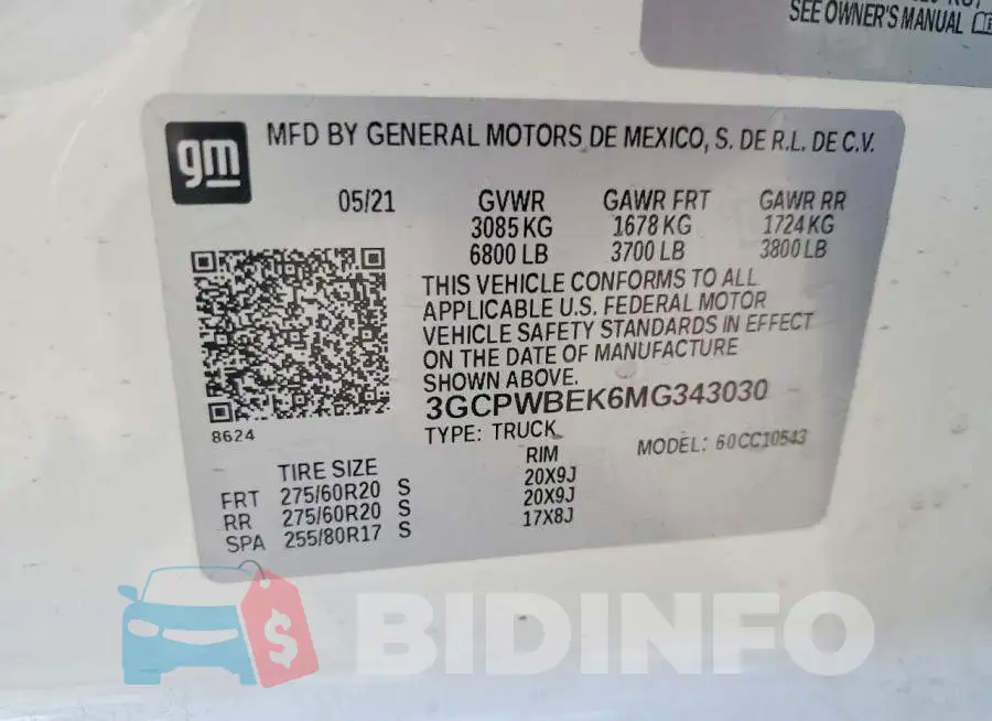 3GCPWBEK6MG343030 Photo# 12