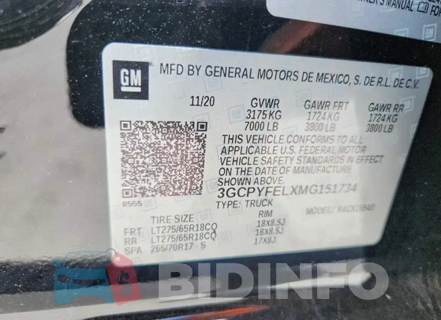 3GCPYFELXMG151734 Photo# 13