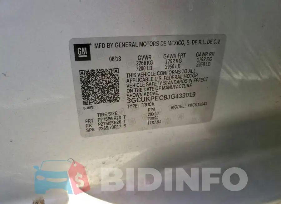 3GCUKPEC8JG433019 Photo# 13