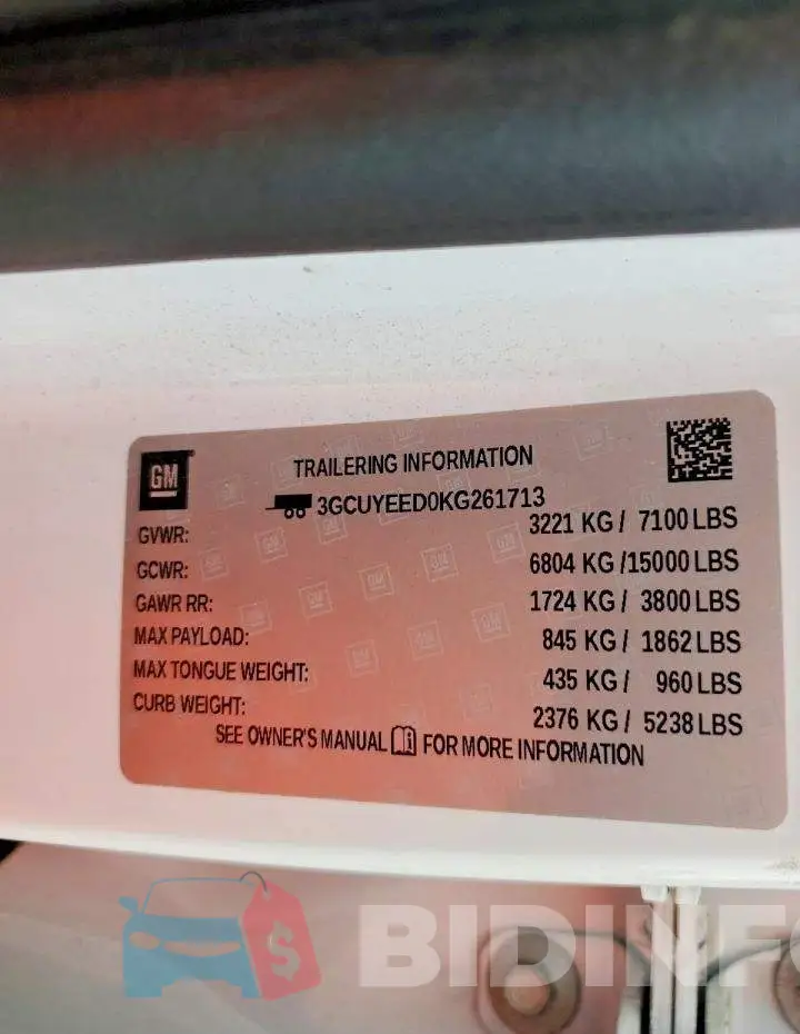 3GCUYEED0KG261713 Photo# 12