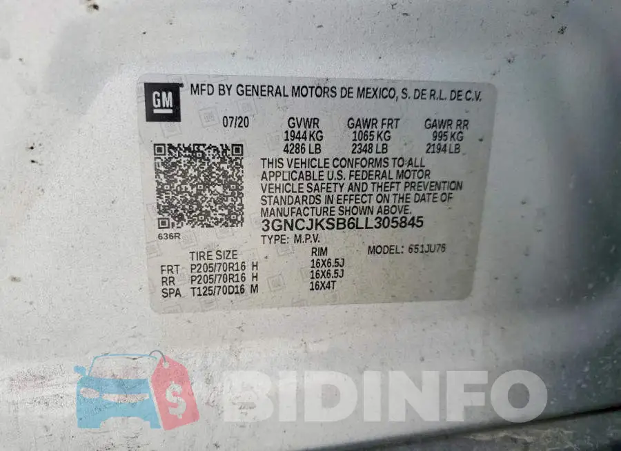 3GNCJKSB6LL305845 Photo# 14
