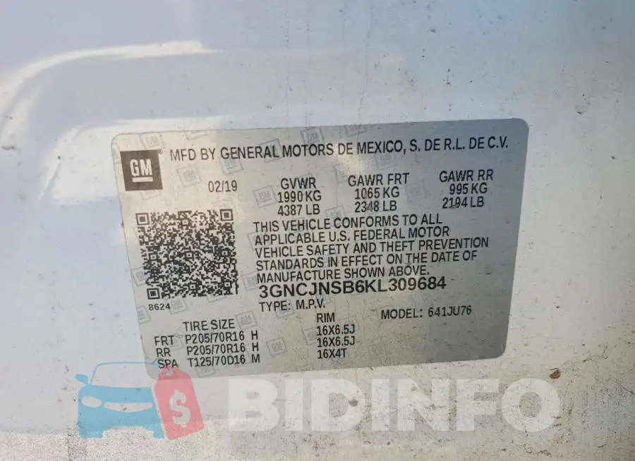 3GNCJNSB6KL309684 Photo# 13