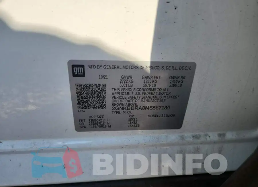 3GNKBBRA8MS587189 Photo# 13