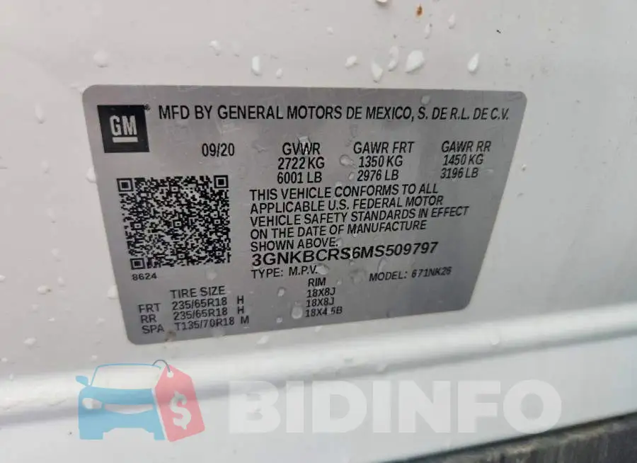 3GNKBCRS6MS509797 Photo# 13