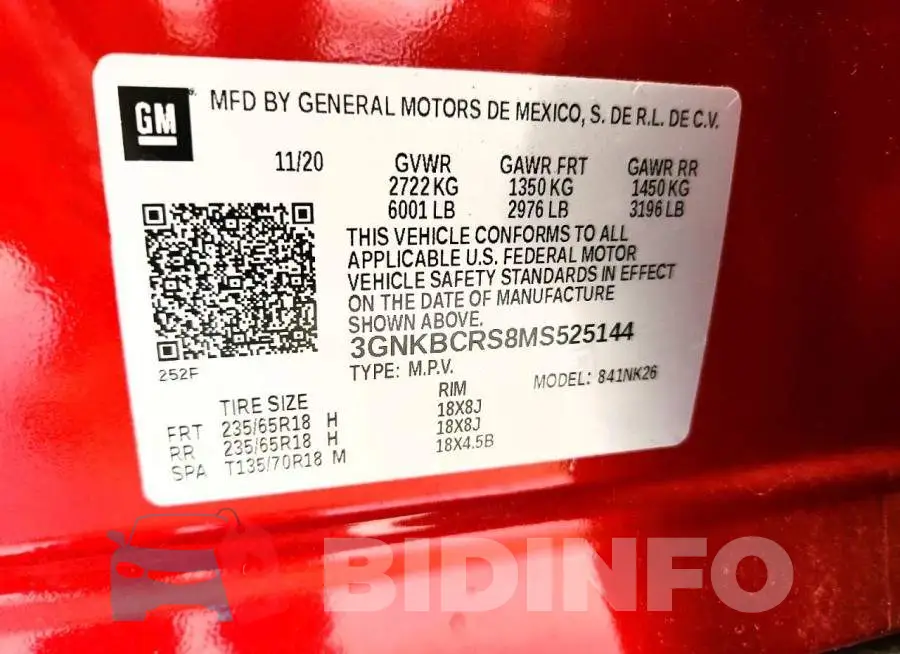 3GNKBCRS8MS525144 Photo# 13